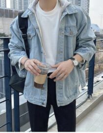 Basic Zip-up Hoodie (Denim Look) – ฮู้ดดี้ซิปเบสิกสีเทาฟ้า