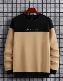 Monochrome Block Crewneck – สเวตเตอร์บล็อกสีดำ/เบจ