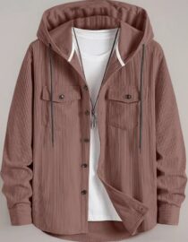 Button-up Shacket – เสื้อเชิ้ตแจ็คเก็ตติดกระดุมสีชมพู