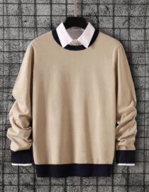 Contrasting Trim Crewneck – สเวตเตอร์คอปกทริมตัดสี